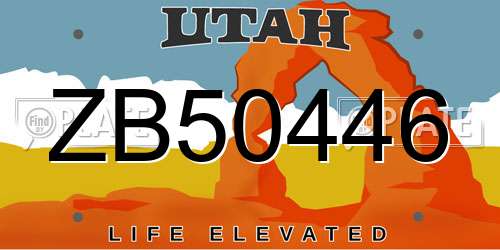 ZB50446 Utah License Plate