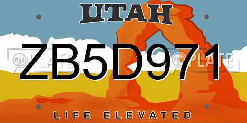 ZB5D971 Utah License Plate