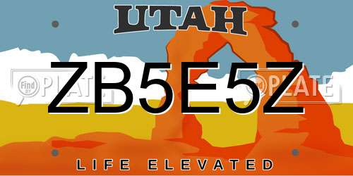 ZB5E5Z Utah License Plate