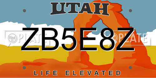 ZB5E8Z Utah License Plate
