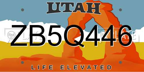 ZB5Q446 Utah License Plate