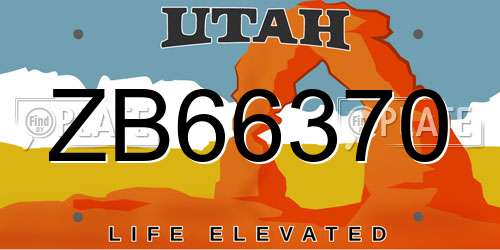 ZB66370 Utah License Plate