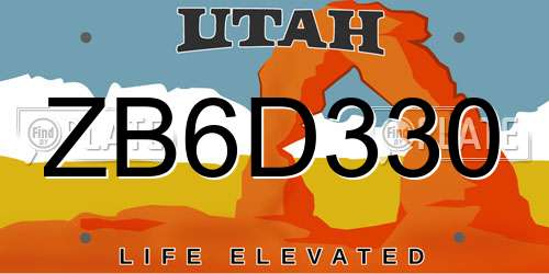 ZB6D330 Utah License Plate