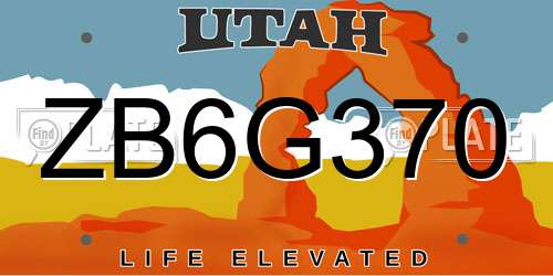 ZB6G370 Utah License Plate