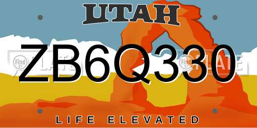 ZB6Q330 Utah License Plate