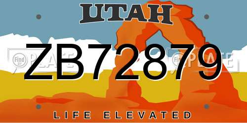 ZB72879 Utah License Plate