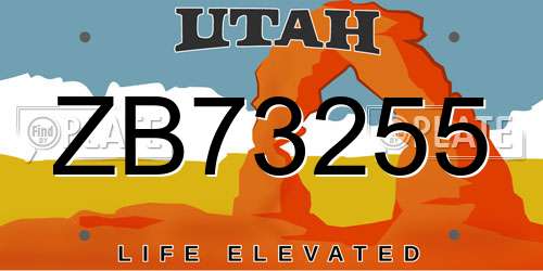 ZB73255 Utah License Plate