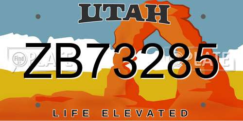 ZB73285 Utah License Plate