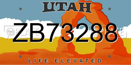 ZB73288 Utah License Plate