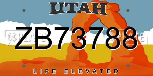 ZB73788 Utah License Plate
