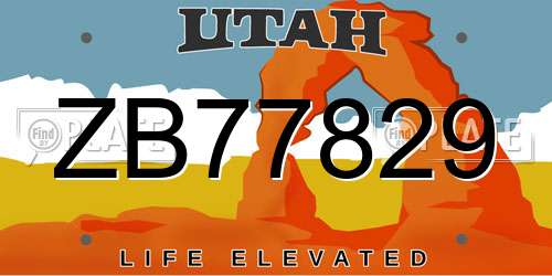 ZB77829 Utah License Plate