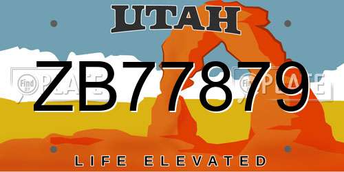 ZB77879 Utah License Plate