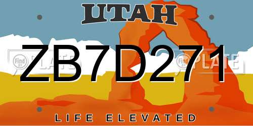 ZB7D271 Utah License Plate