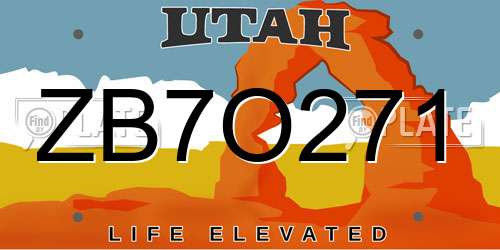 ZB7O271 Utah License Plate
