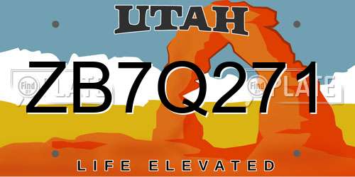 ZB7Q271 Utah License Plate