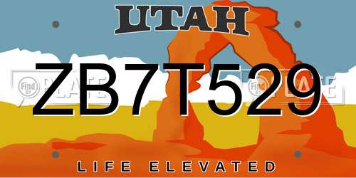 ZB7T529 Utah License Plate