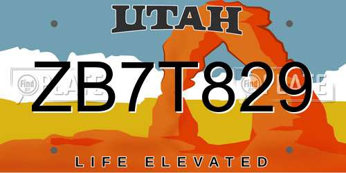 ZB7T829 Utah License Plate
