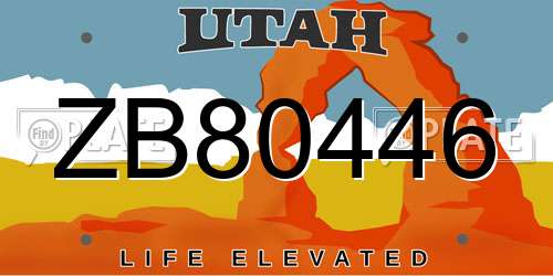 ZB80446 Utah License Plate