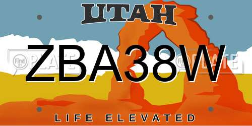 ZBA38W Utah License Plate