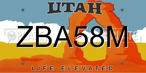 ZBA58M Utah License Plate