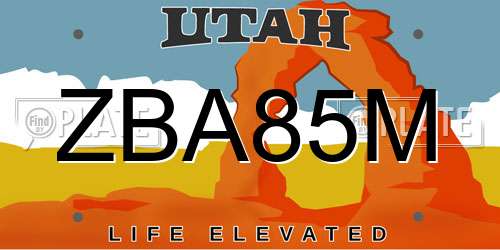 ZBA85M Utah License Plate