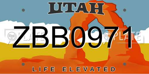 ZBB0971 Utah License Plate