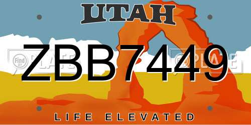 ZBB7449 Utah License Plate