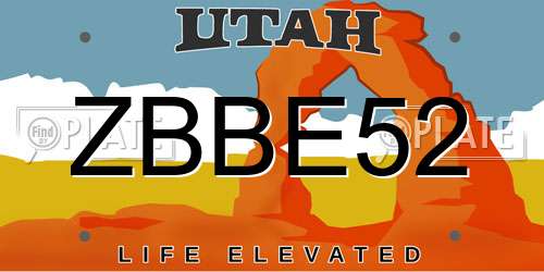 ZBBE52 Utah License Plate