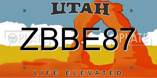 ZBBE87 Utah License Plate