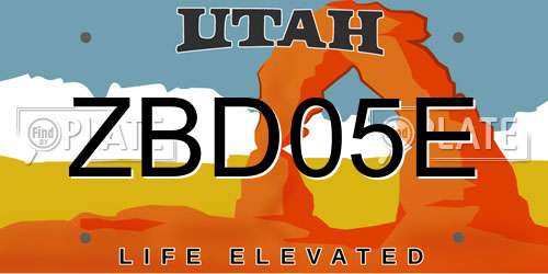 ZBD05E Utah License Plate