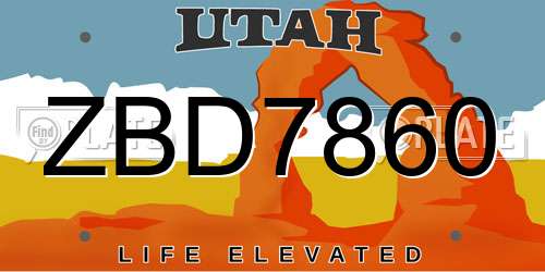ZBD7860 Utah License Plate
