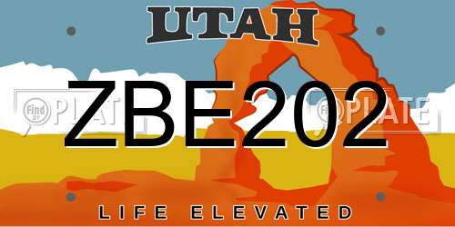 ZBE202 Utah License Plate