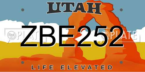 ZBE252 Utah License Plate