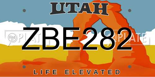 ZBE282 Utah License Plate