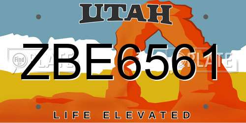 ZBE6561 Utah License Plate