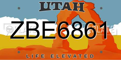 ZBE6861 Utah License Plate