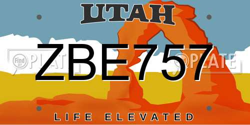 ZBE757 Utah License Plate