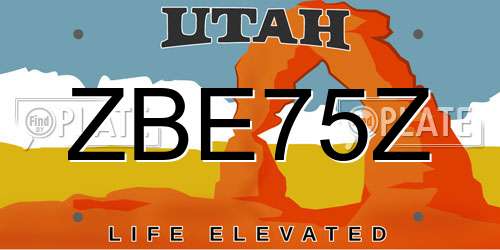 ZBE75Z Utah License Plate