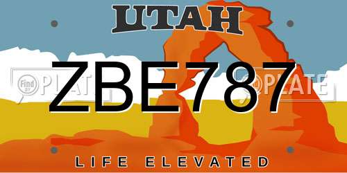 ZBE787 Utah License Plate