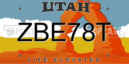 ZBE78T Utah License Plate
