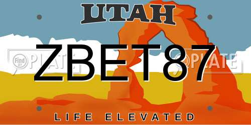ZBET87 Utah License Plate