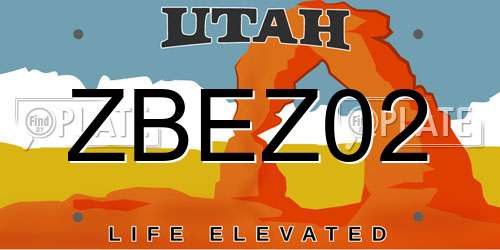 ZBEZ02 Utah License Plate