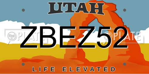 ZBEZ52 Utah License Plate