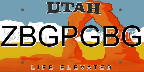ZBGPGBG Utah License Plate