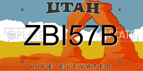 ZBI57B Utah License Plate