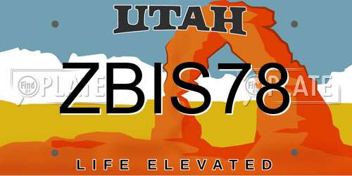 ZBIS78 Utah License Plate