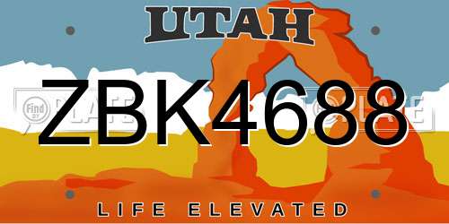 ZBK4688 Utah License Plate