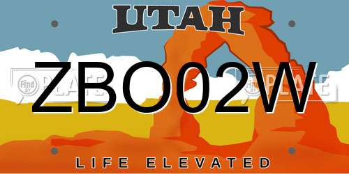 ZBO02W Utah License Plate