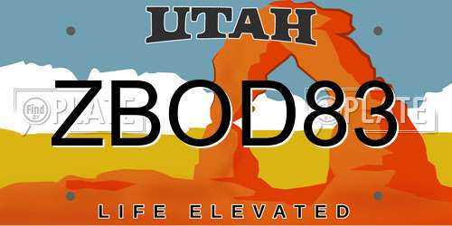 ZBOD83 Utah License Plate