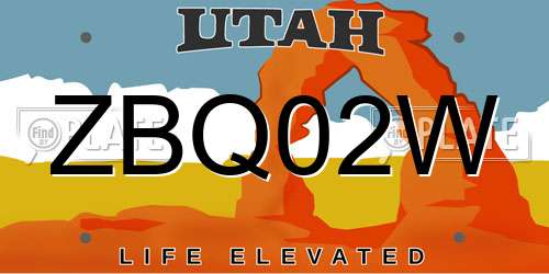 ZBQ02W Utah License Plate